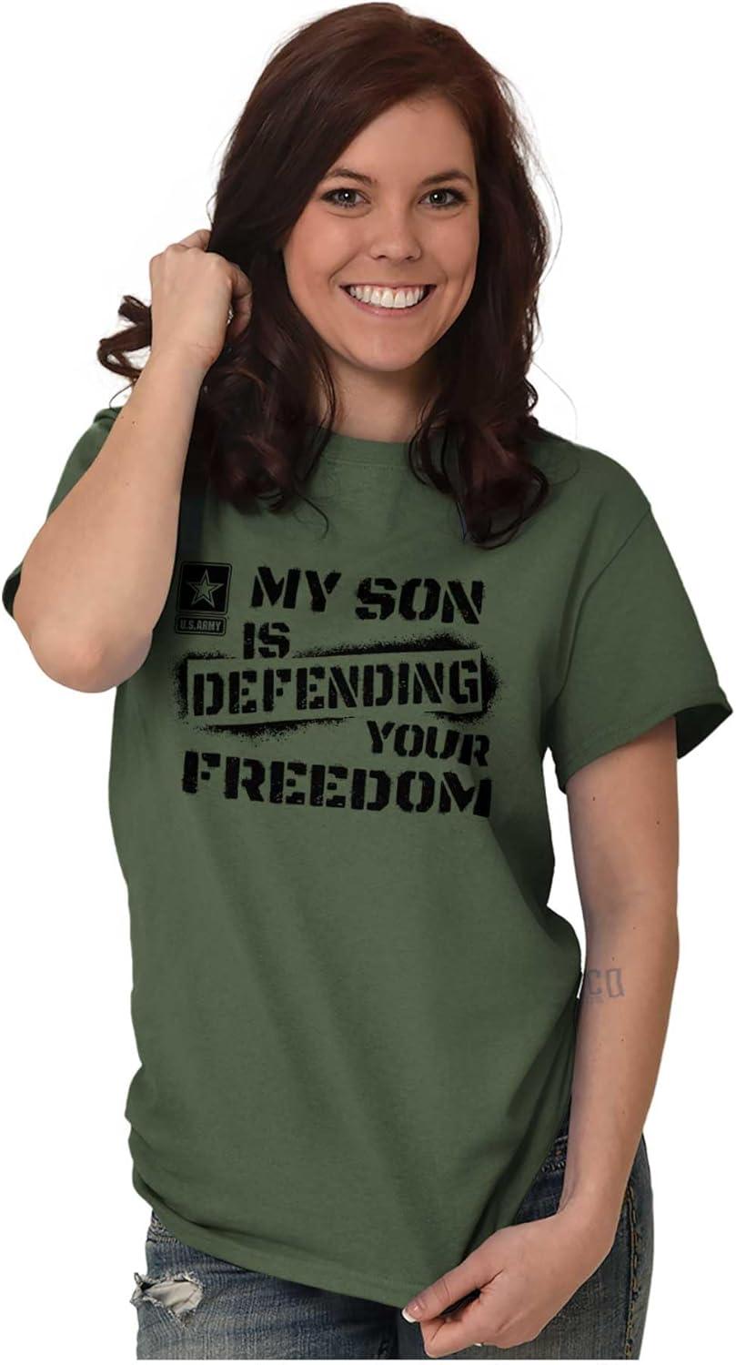 imageBrisco Brands US Army My Son Defending Freedom Graphic T Shirt Men or WomenMilitary Green