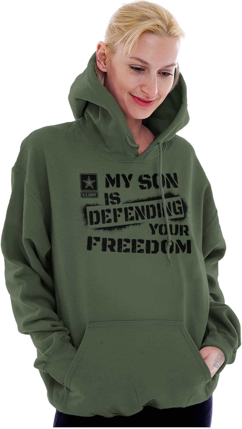 imageBrisco Brands US Army My Son Defending Freedom Hoodie Sweatshirt Women MenMilitary Green