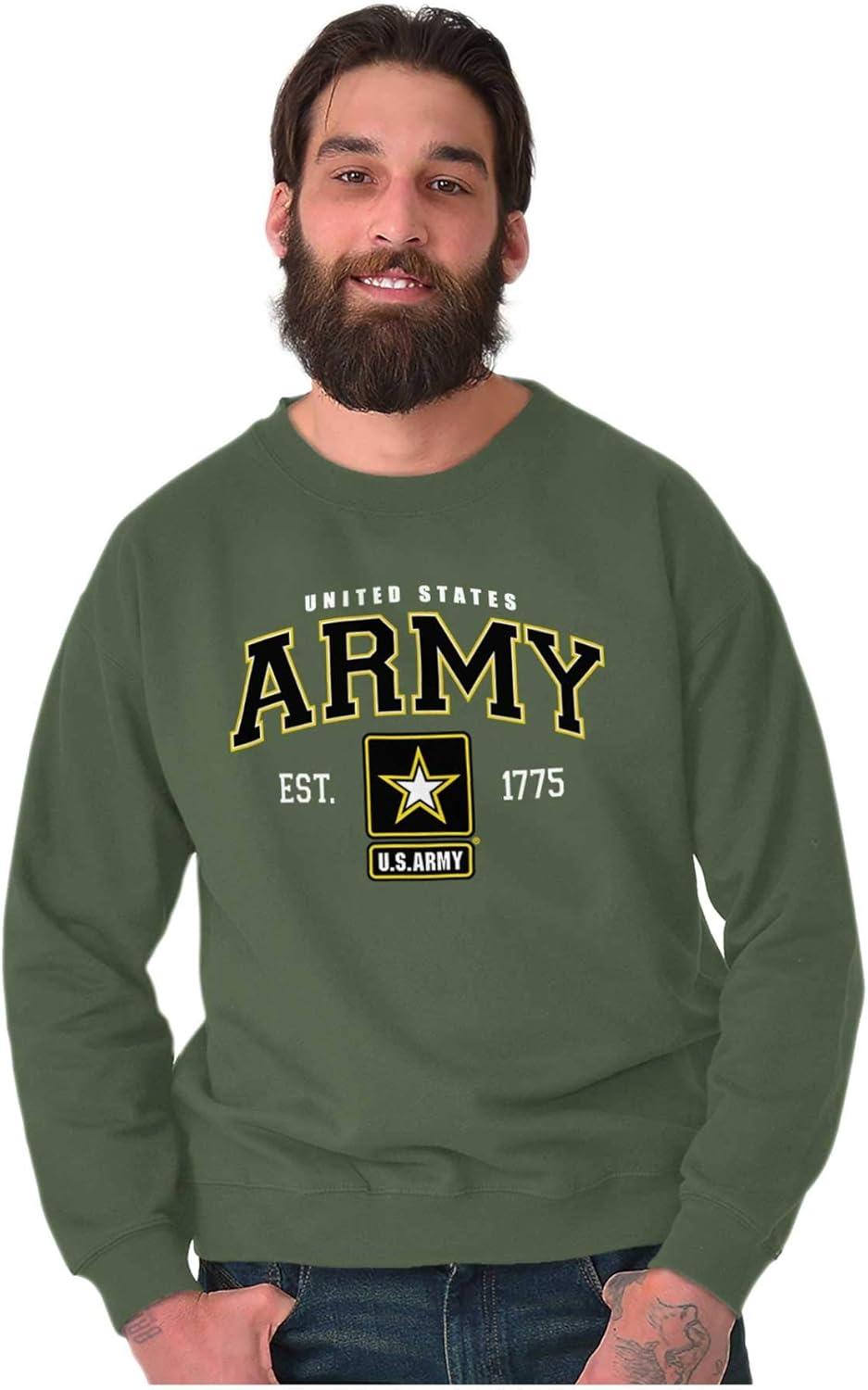 imageBrisco Brands US Army Pride United States Military Sweatshirt for Men or WomenMilitary Green