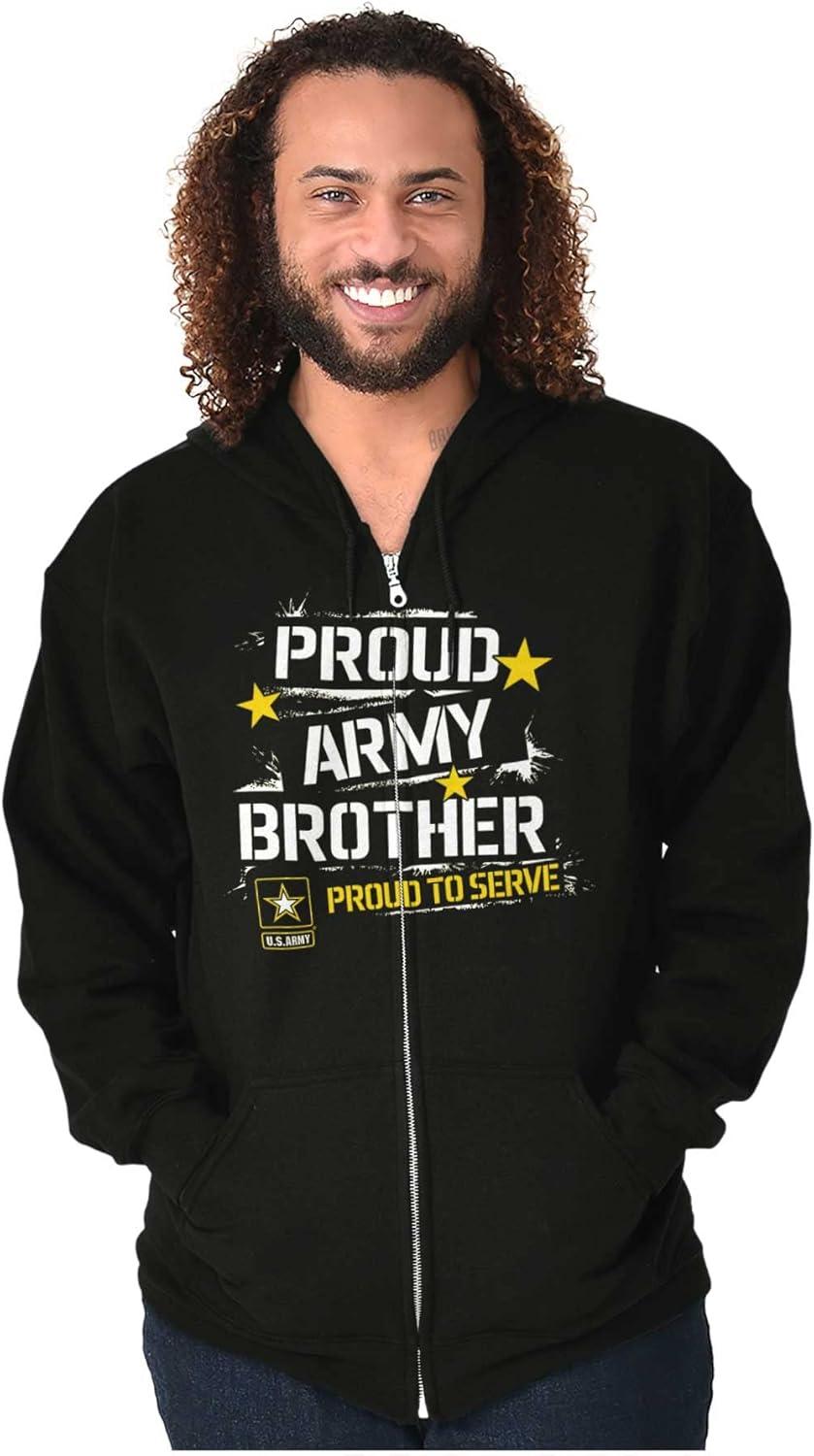 imageBrisco Brands US Army Proud Military Brother Zip Hoodie Sweatshirt Men
