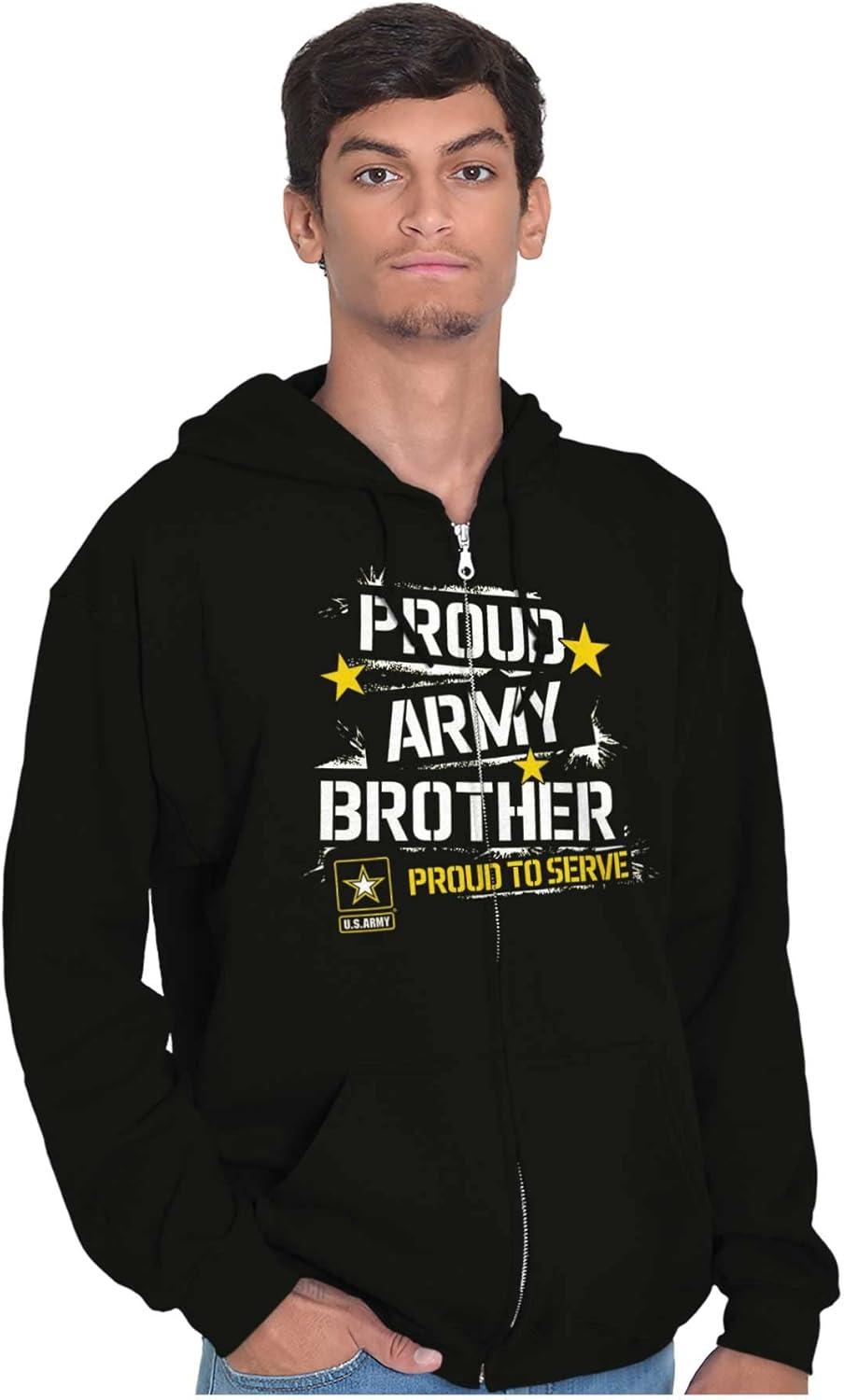 imageBrisco Brands US Army Proud Military Brother Zip Hoodie Sweatshirt Men