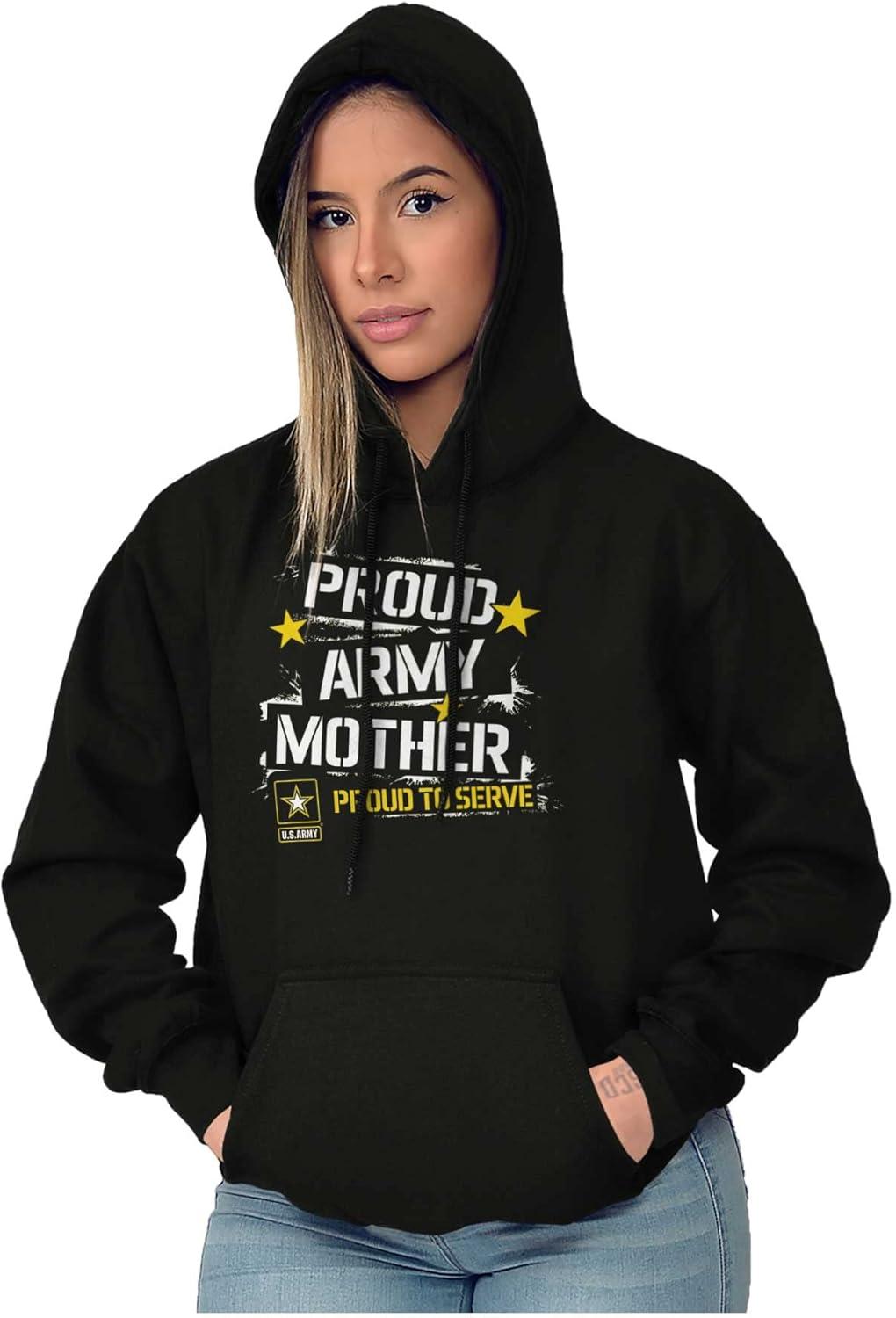 imageBrisco Brands US Army Proud Military Mother Mom Hoodie Sweatshirt WomenBlack