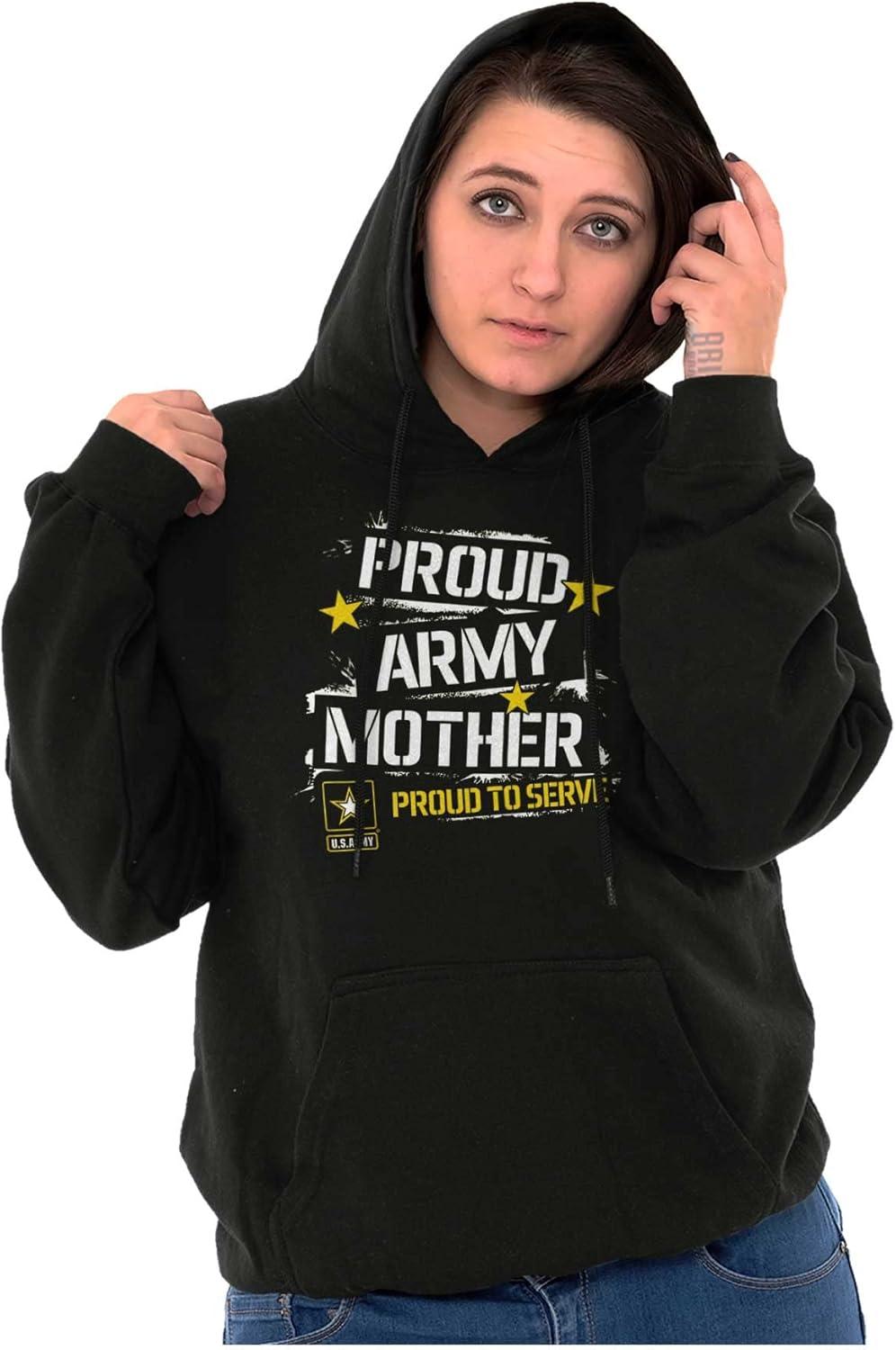 imageBrisco Brands US Army Proud Military Mother Mom Hoodie Sweatshirt WomenBlack