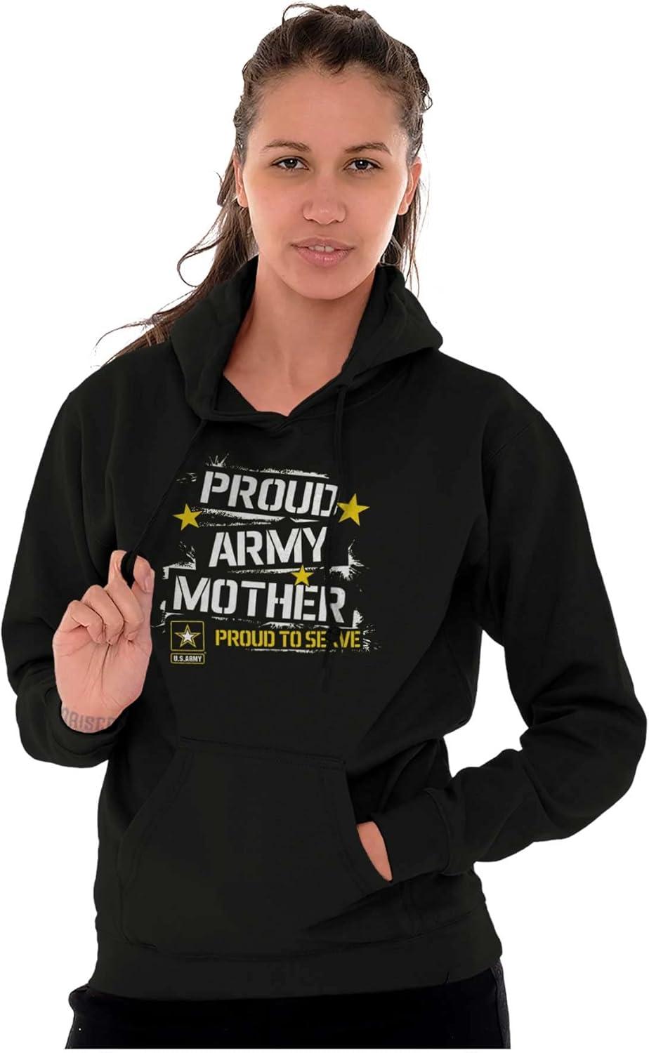 imageBrisco Brands US Army Proud Military Mother Mom Hoodie Sweatshirt WomenBlack
