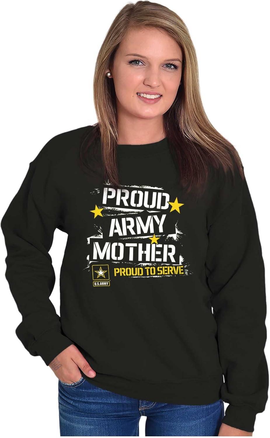 imageBrisco Brands US Army Proud Military Mother Mom Women Crewneck SweatshirtBlack