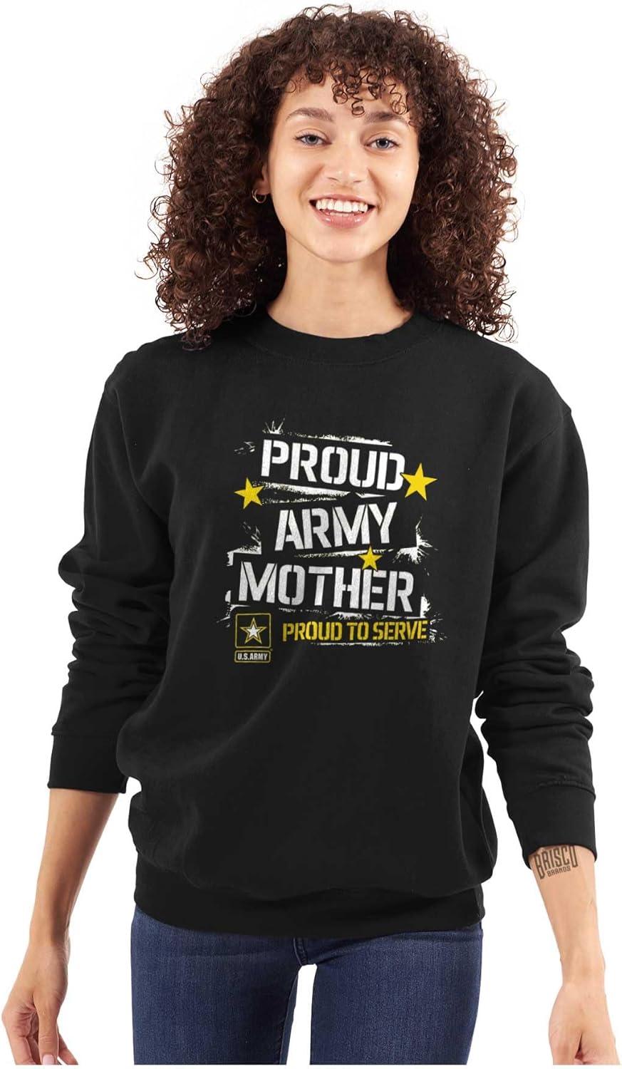 imageBrisco Brands US Army Proud Military Mother Mom Women Crewneck SweatshirtBlack