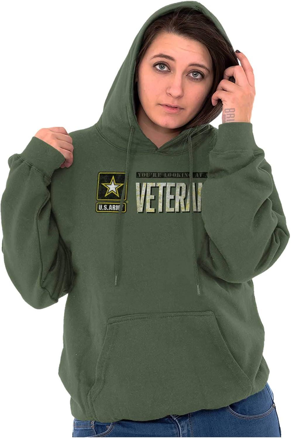 imageBrisco Brands US Army Veteran Pride Military United States Hoodie Sweatshirt Women MenMilitary Green