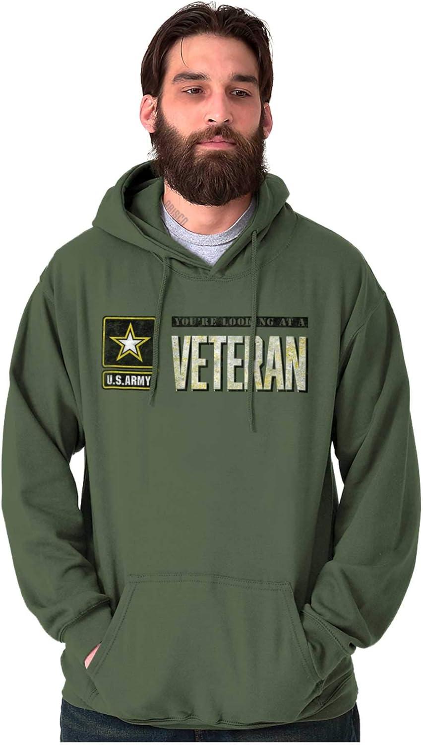 imageBrisco Brands US Army Veteran Pride Military United States Hoodie Sweatshirt Women MenMilitary Green