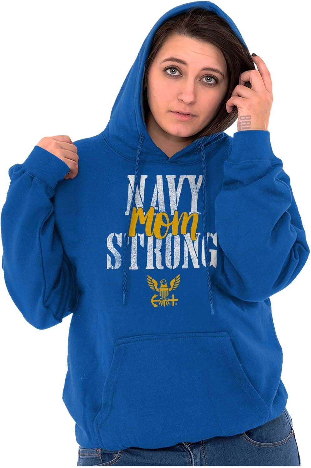 imageBrisco Brands United States Navy Proud Mom Strong Hoodie Sweatshirt WomenRoyal