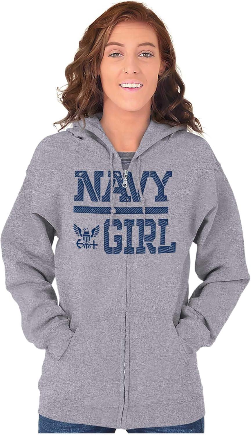 imageBrisco Brands United States Navy Wife Girlfriend Zip Hoodie Sweatshirt WomenSport Grey