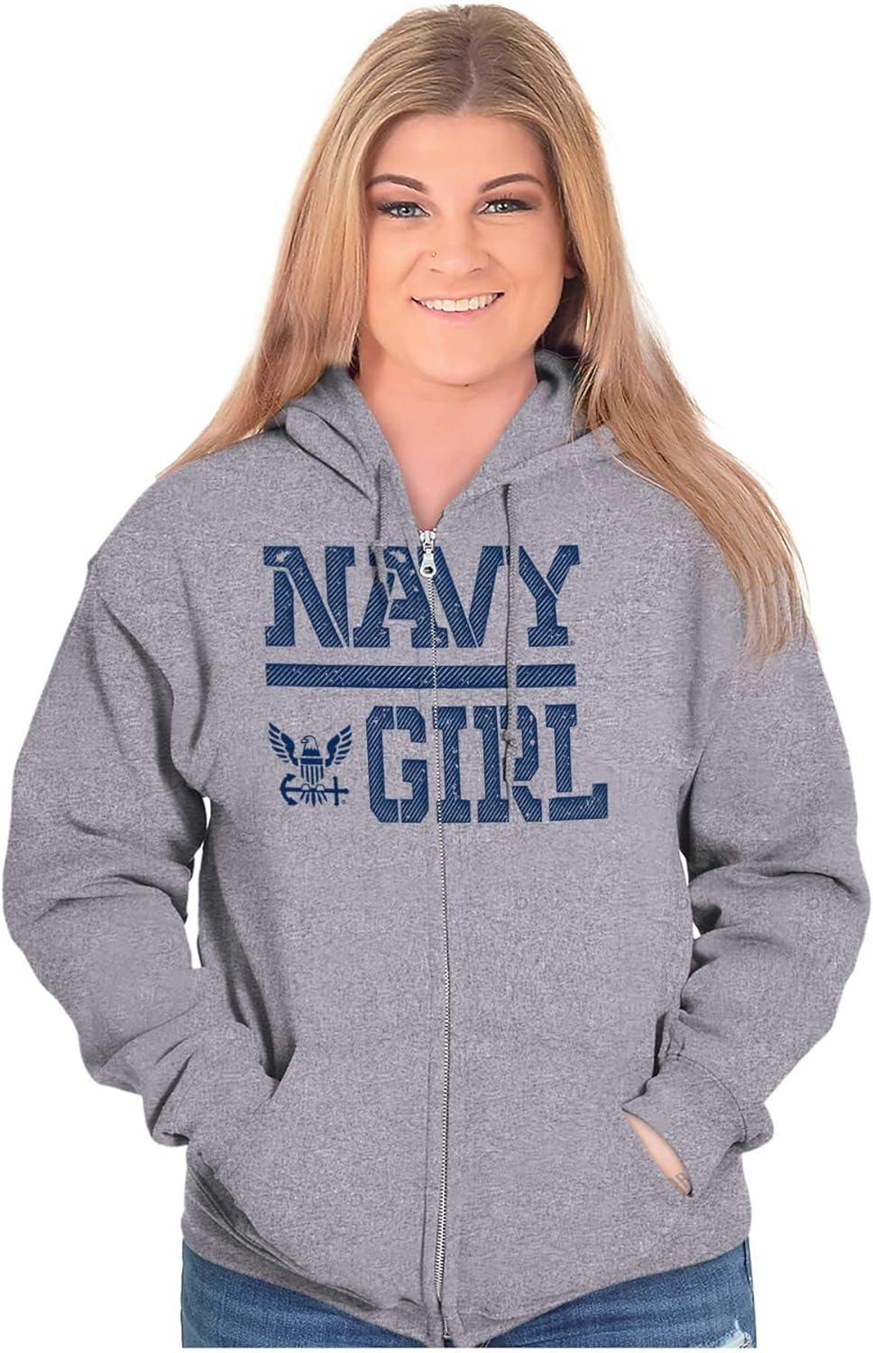 imageBrisco Brands United States Navy Wife Girlfriend Zip Hoodie Sweatshirt WomenSport Grey