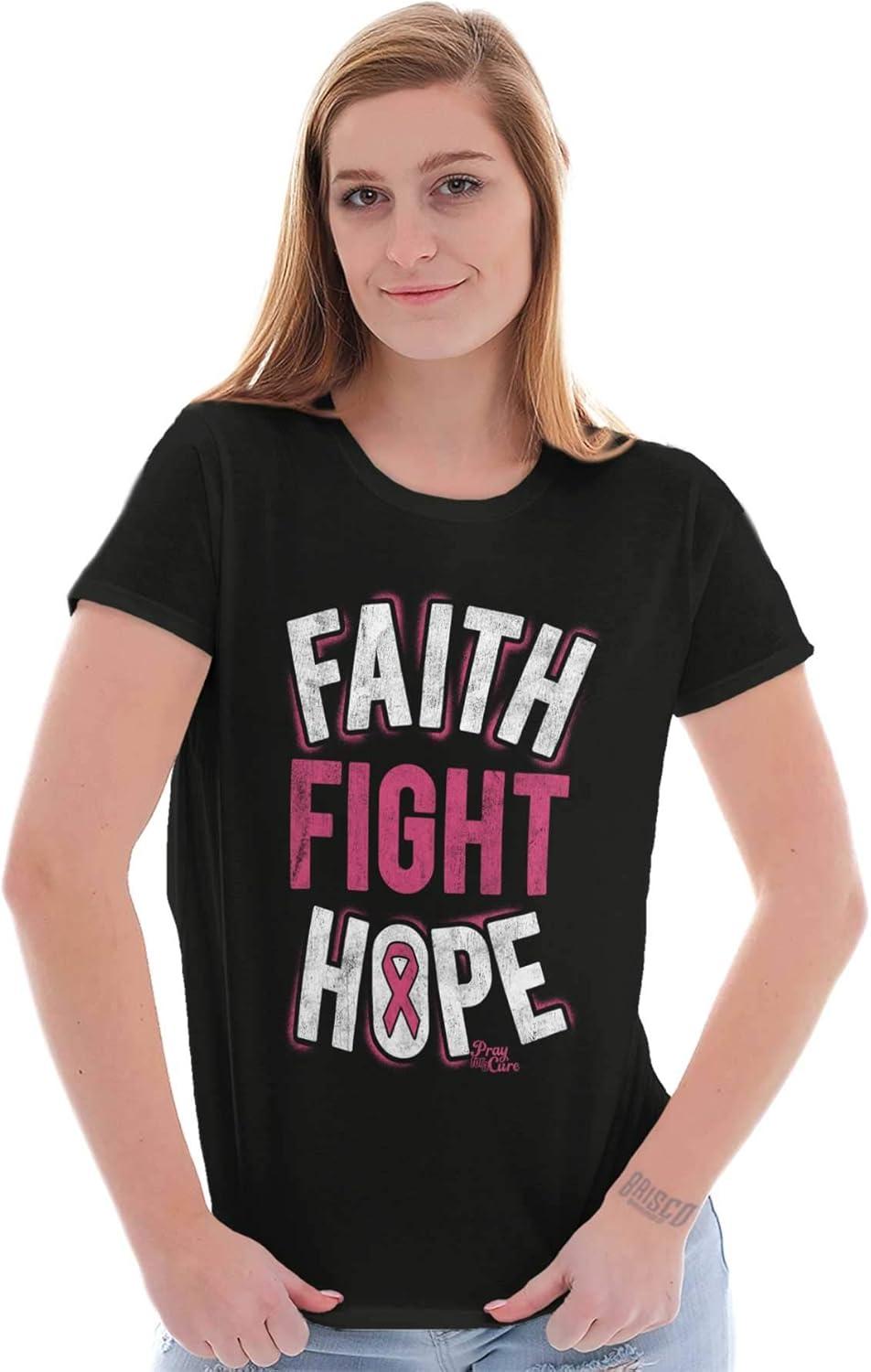 imageClassic Teaze Faith Fight Hope Breast Cancer Aware Womens Slim Fit Graphic TeeBlack