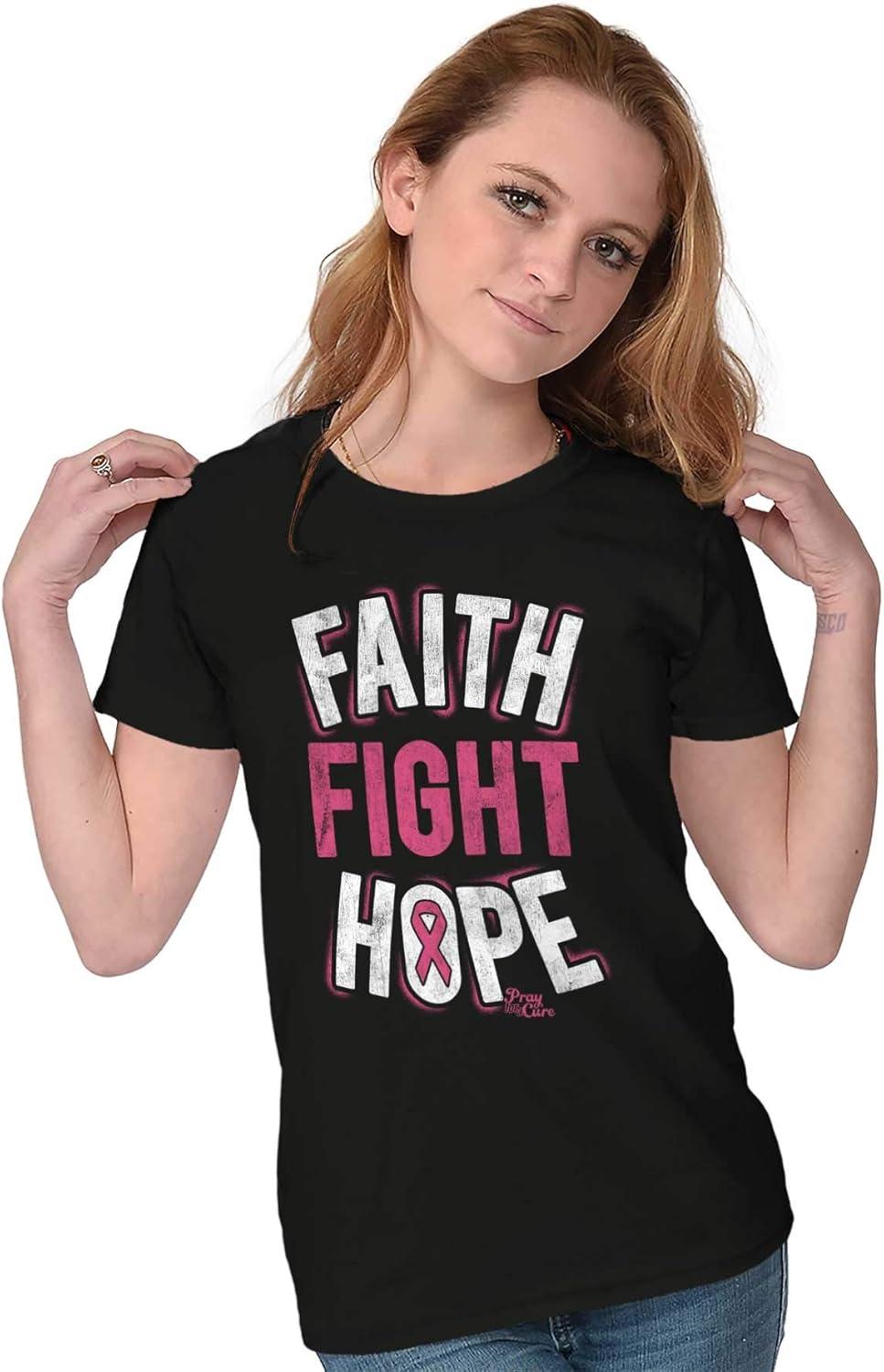 imageClassic Teaze Faith Fight Hope Breast Cancer Aware Womens Slim Fit Graphic TeeBlack