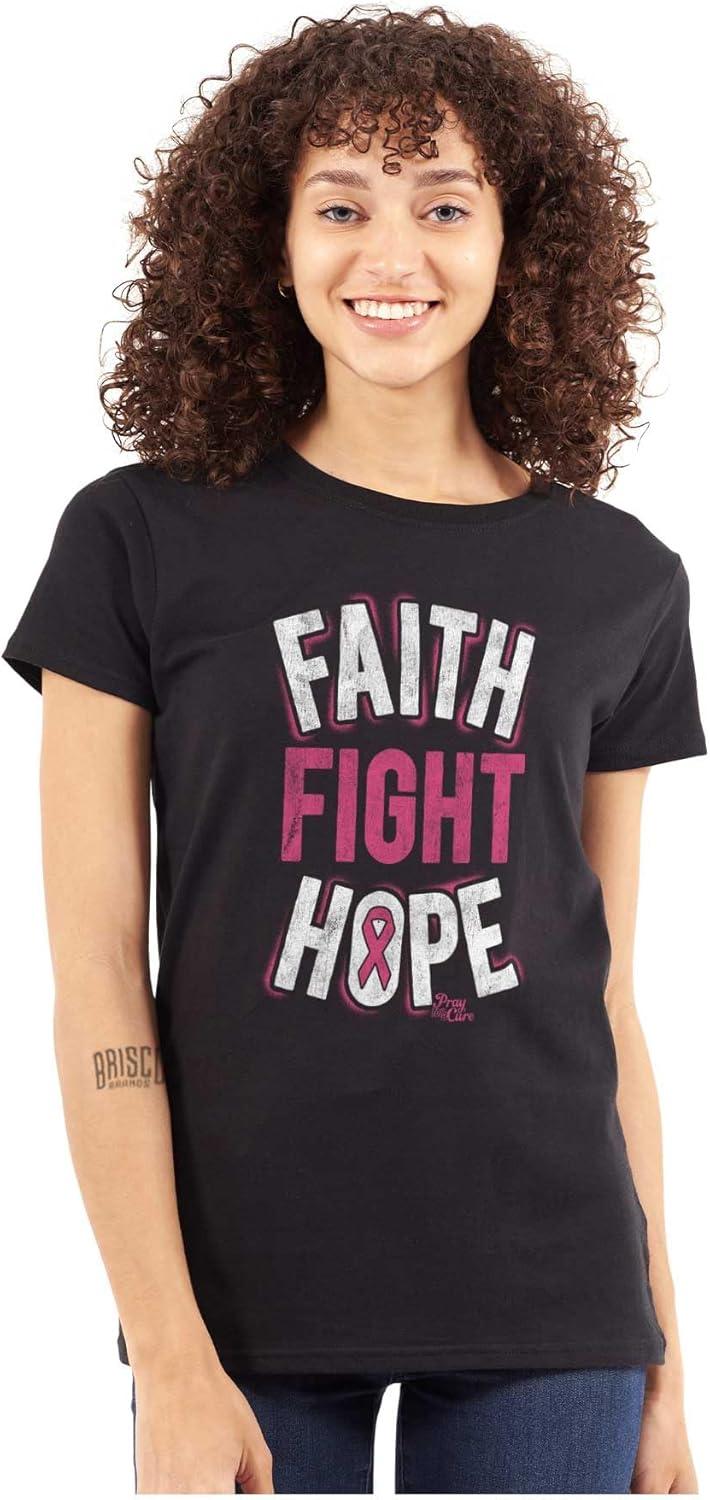 imageClassic Teaze Faith Fight Hope Breast Cancer Aware Womens Slim Fit Graphic TeeBlack