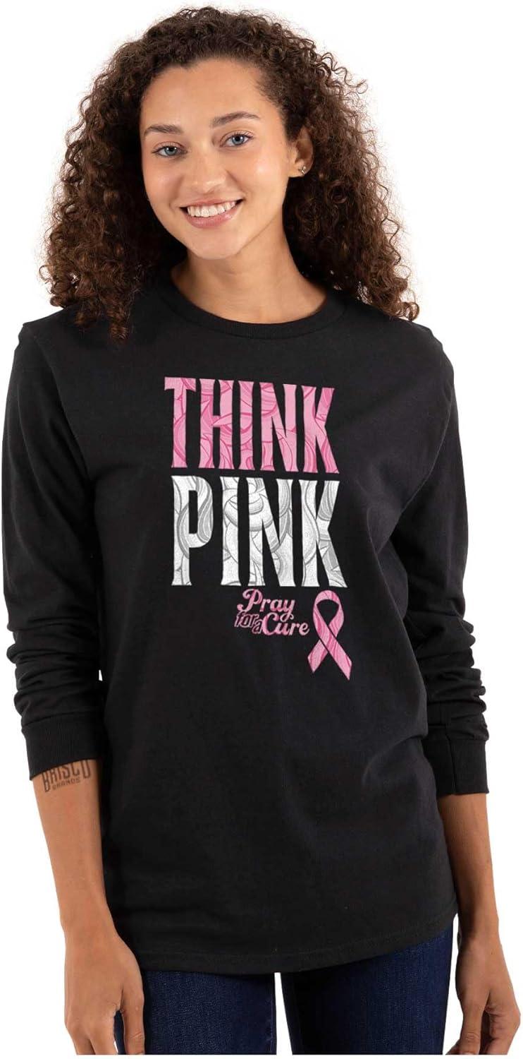 imageClassic Teaze Pink Ribbon Cure Breast Cancer Awareness Womens Long Sleeve T ShirtBlack