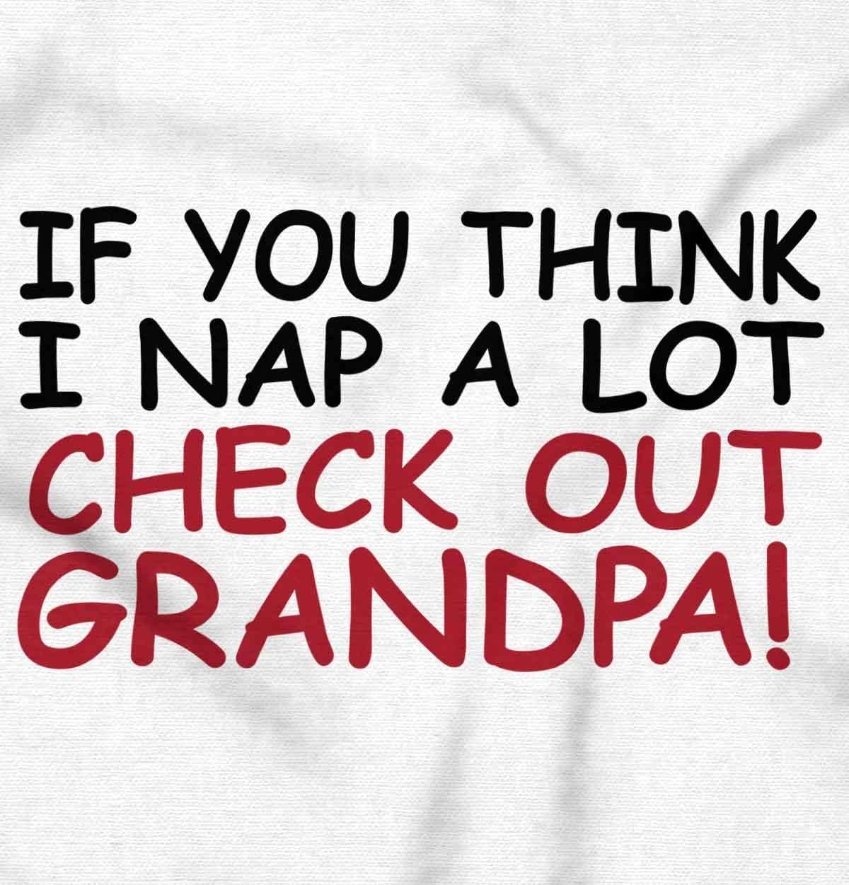 imageCute Grandchild Grandpa Funny Napping Baby Romper Boys or GirlsWhite