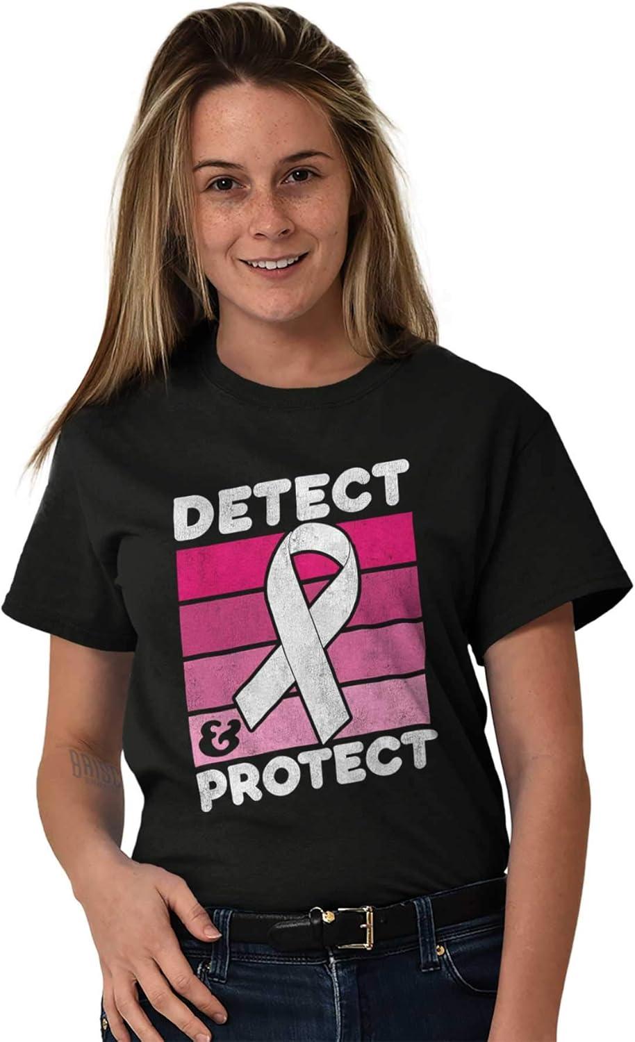 imageDetect Protect Breast Cancer Aware Womens Graphic T Shirt TeesBlack