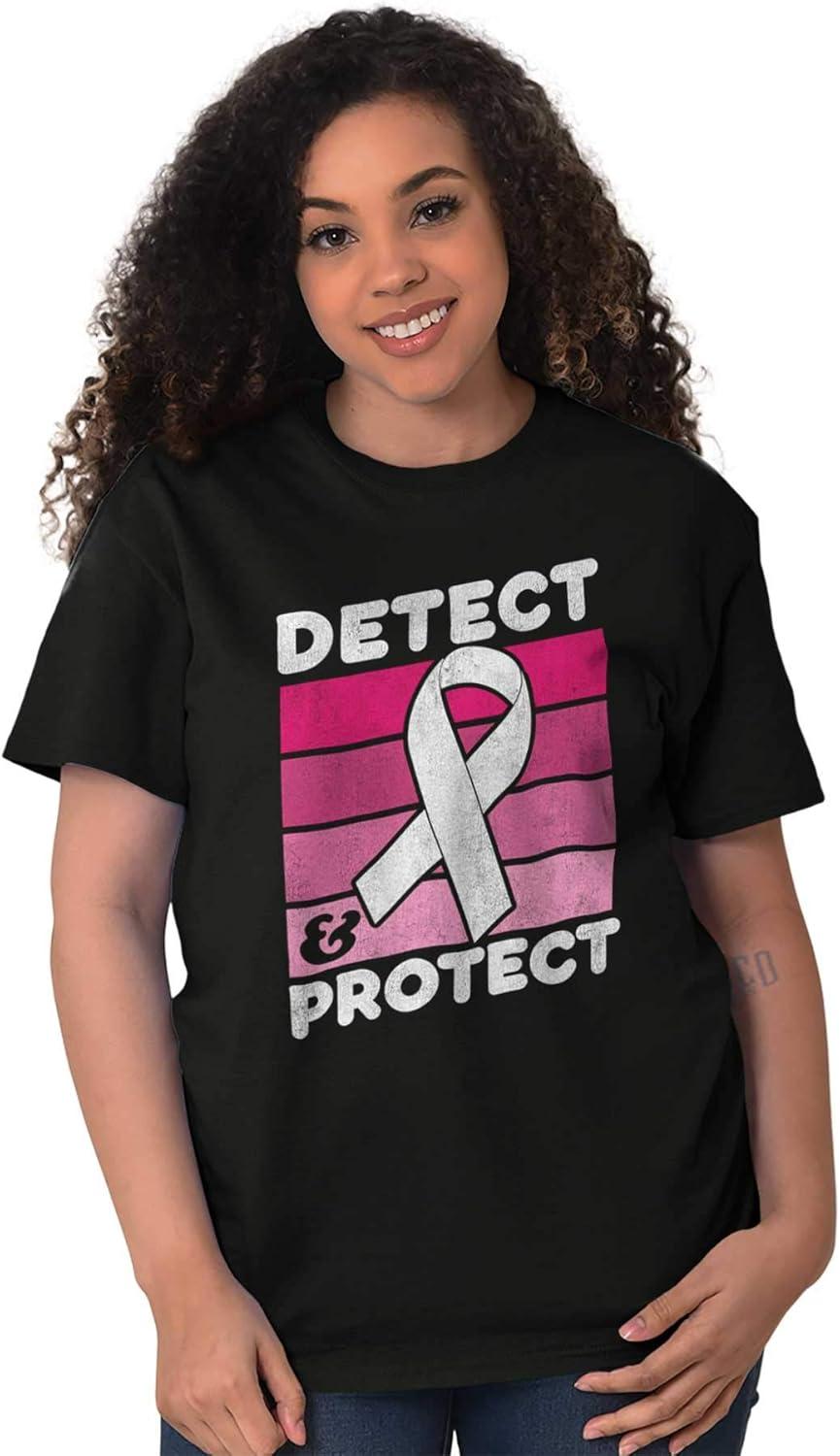 imageDetect Protect Breast Cancer Aware Womens Graphic T Shirt TeesBlack