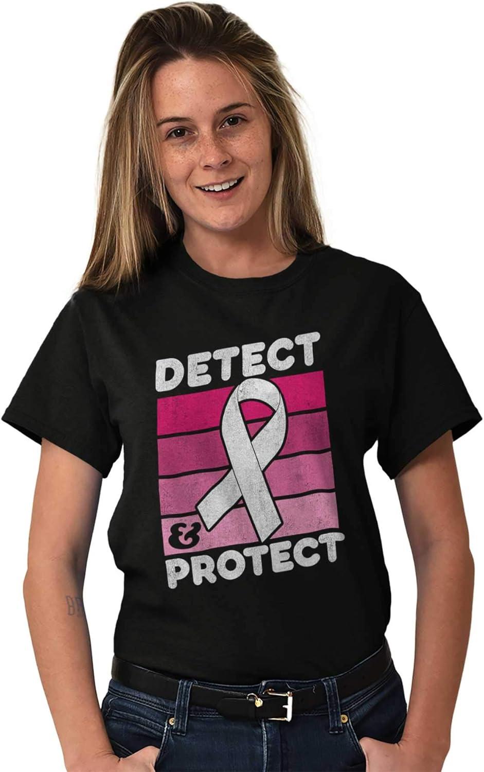 imageDetect Protect Breast Cancer Aware Womens Graphic T Shirt TeesBlack