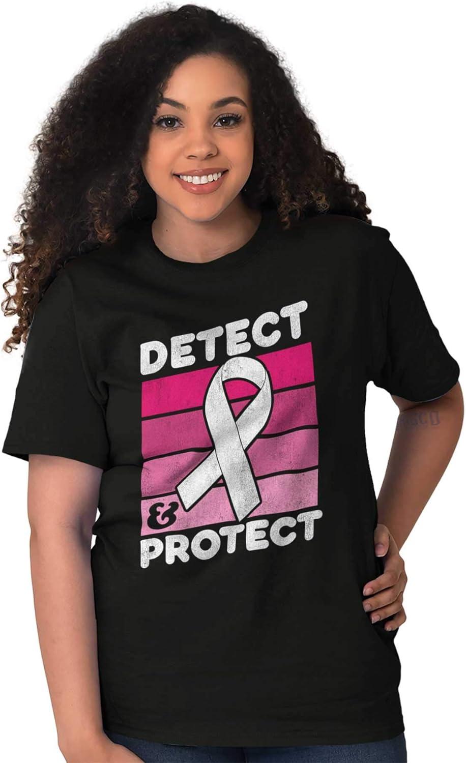imageDetect Protect Breast Cancer Aware Womens Graphic T Shirt TeesBlack