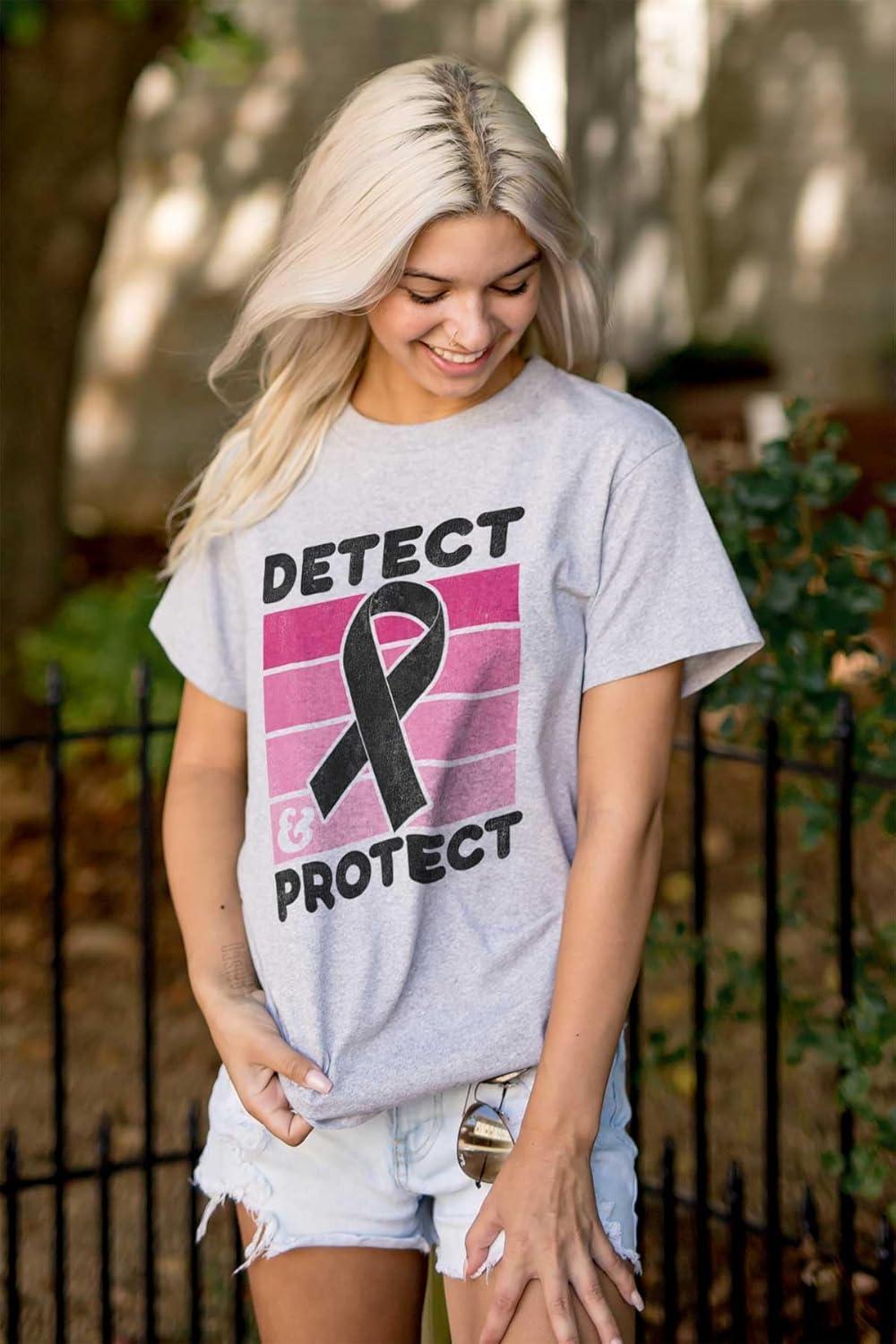 imageDetect Protect Breast Cancer Aware Womens Graphic T Shirt TeesSport Grey