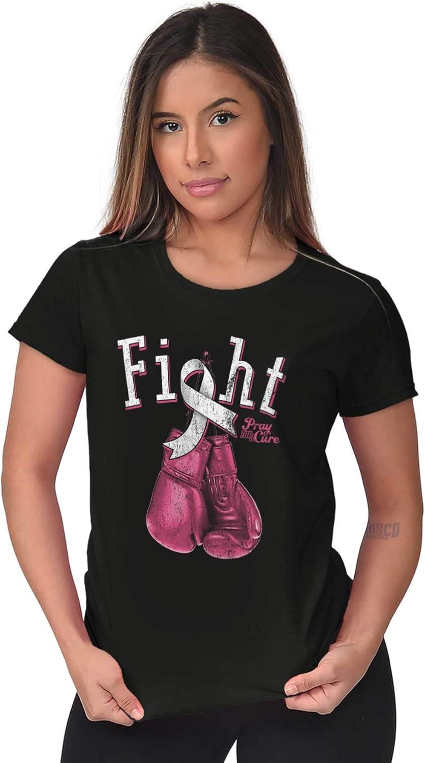 imageFight Boxing Breast Cancer Warrior Womens Slim Fit Graphic TeeBlack