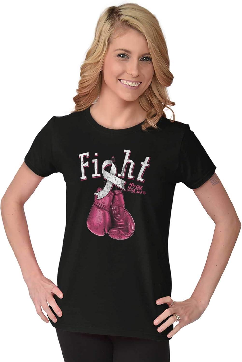 imageFight Boxing Breast Cancer Warrior Womens Slim Fit Graphic TeeBlack