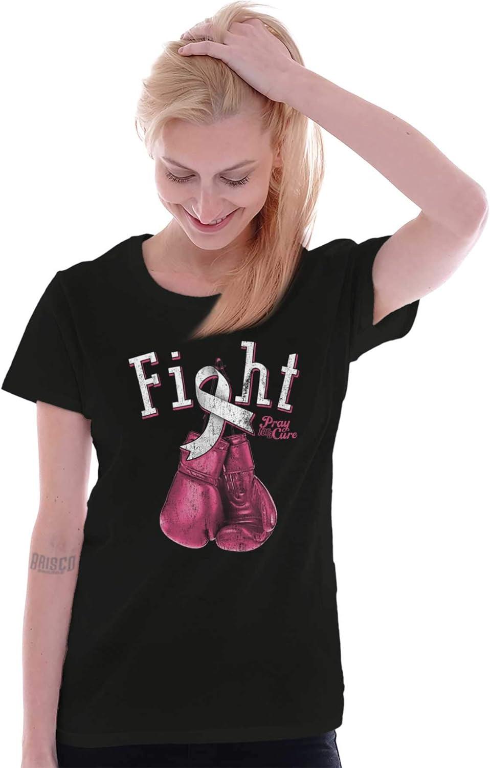 imageFight Boxing Breast Cancer Warrior Womens Slim Fit Graphic TeeBlack