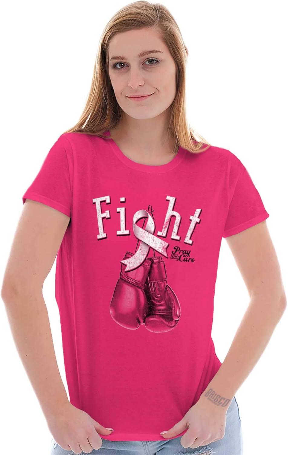 imageFight Boxing Breast Cancer Warrior Womens Slim Fit Graphic TeeHeliconia