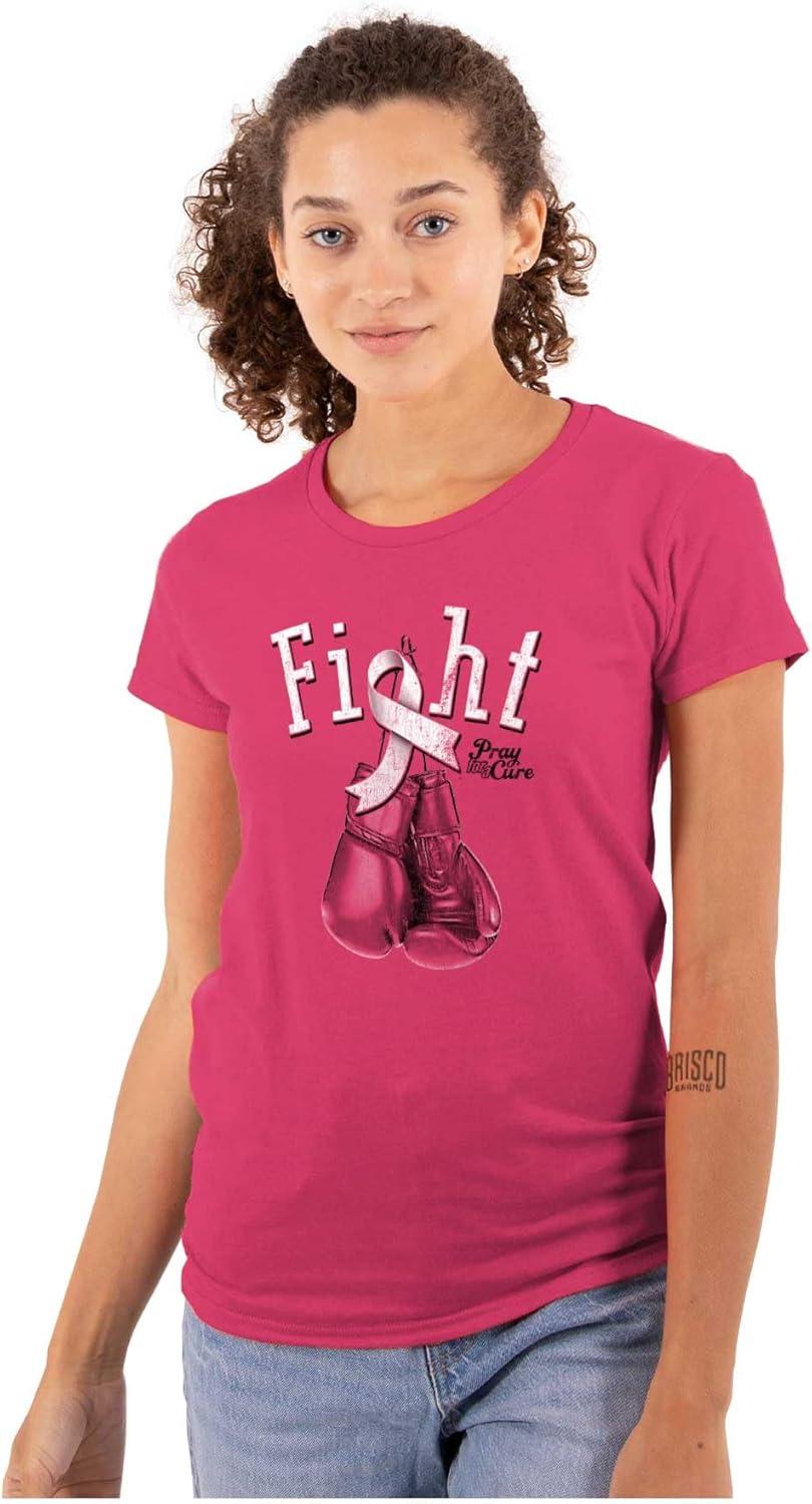 imageFight Boxing Breast Cancer Warrior Womens Slim Fit Graphic TeeHeliconia