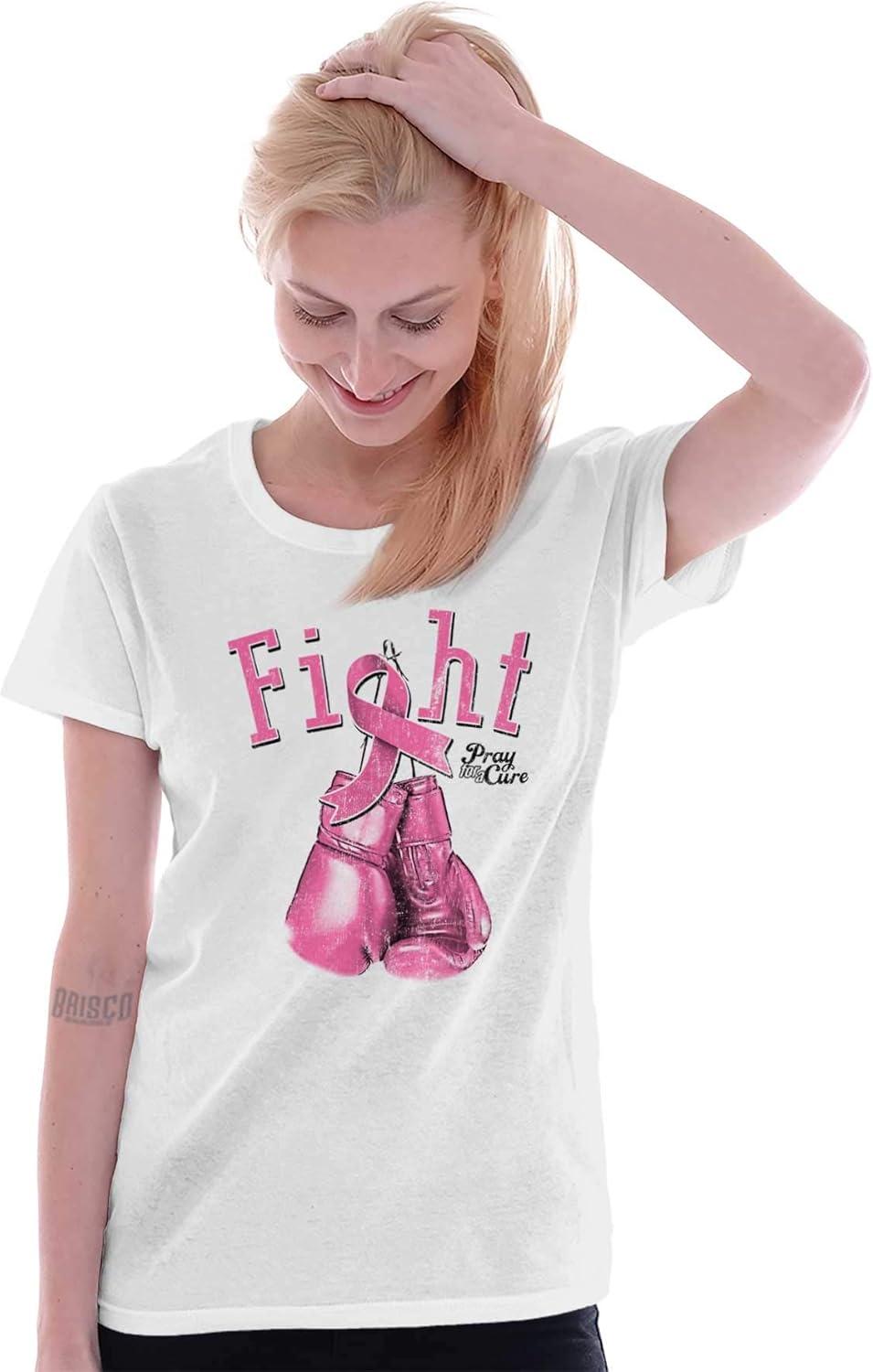 imageFight Boxing Breast Cancer Warrior Womens Slim Fit Graphic TeeWhite
