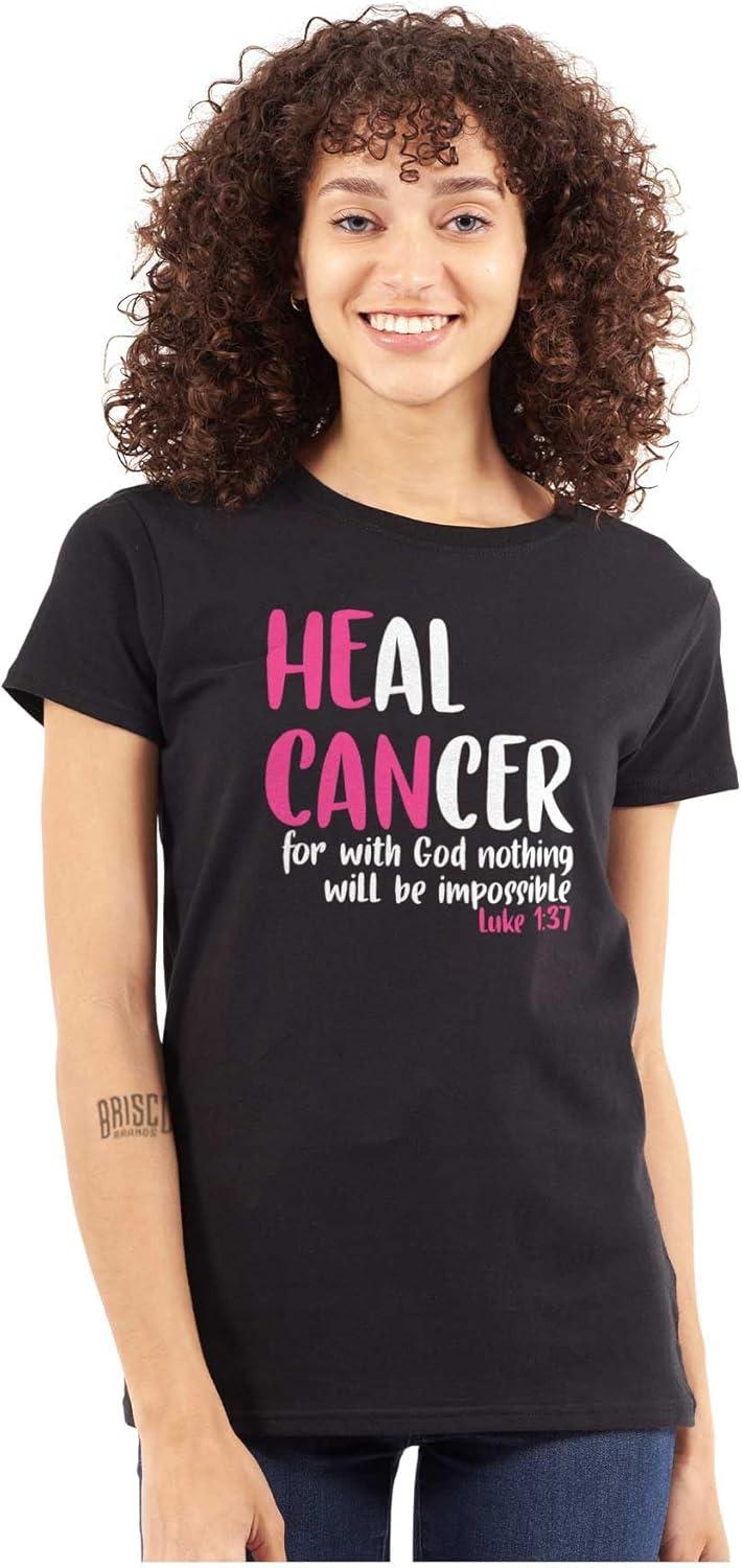 imageHe Can Heal Cancer Religious BCA Womens Slim Fit Graphic TeeBlack