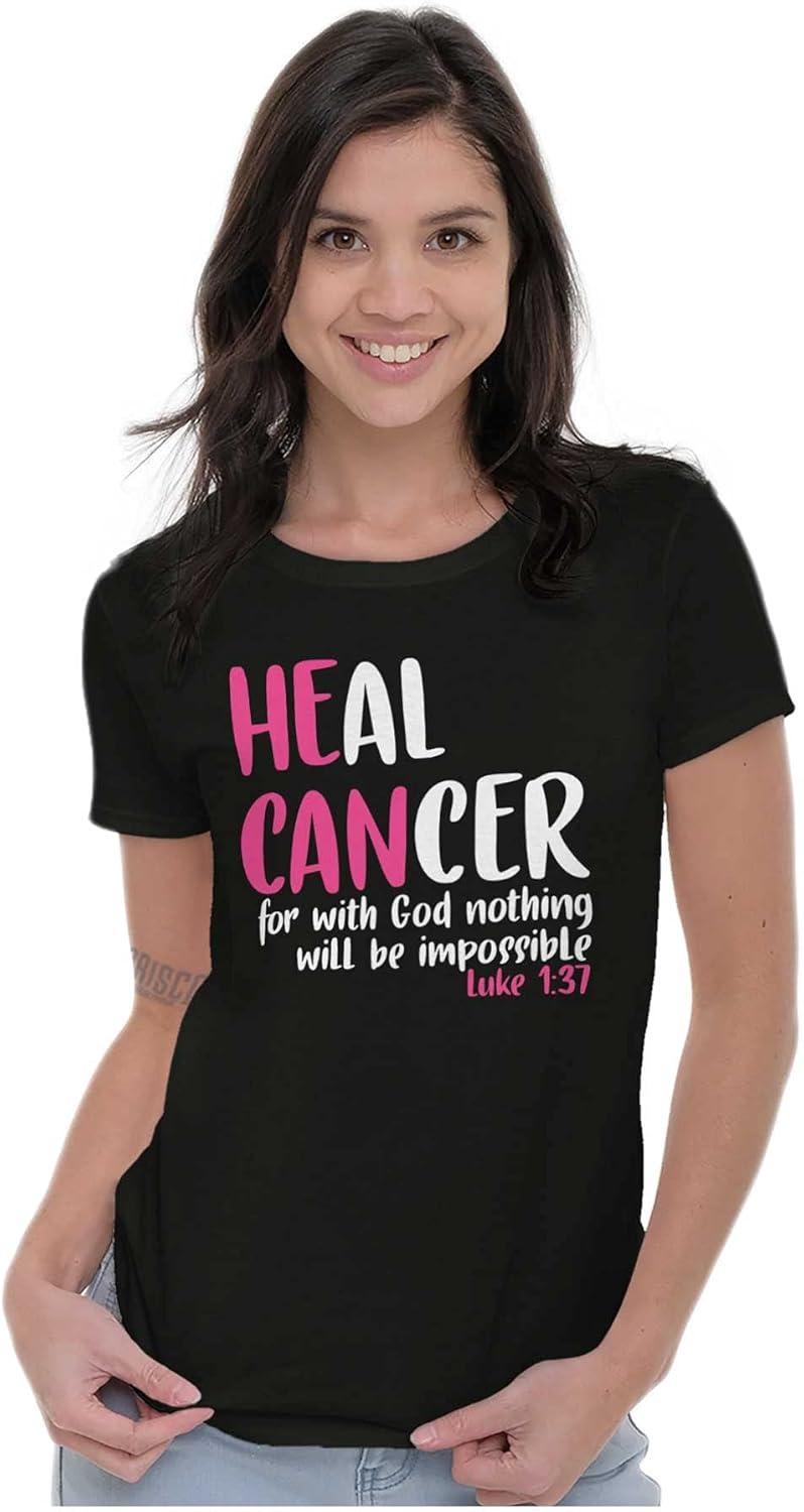 imageHe Can Heal Cancer Religious BCA Womens Slim Fit Graphic TeeBlack