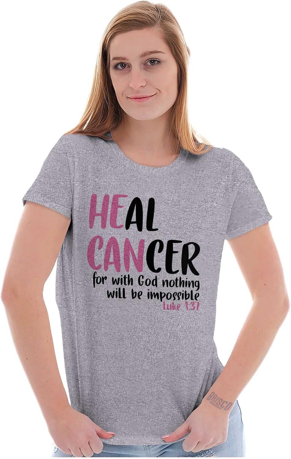 imageHe Can Heal Cancer Religious BCA Womens Slim Fit Graphic TeeSport Grey