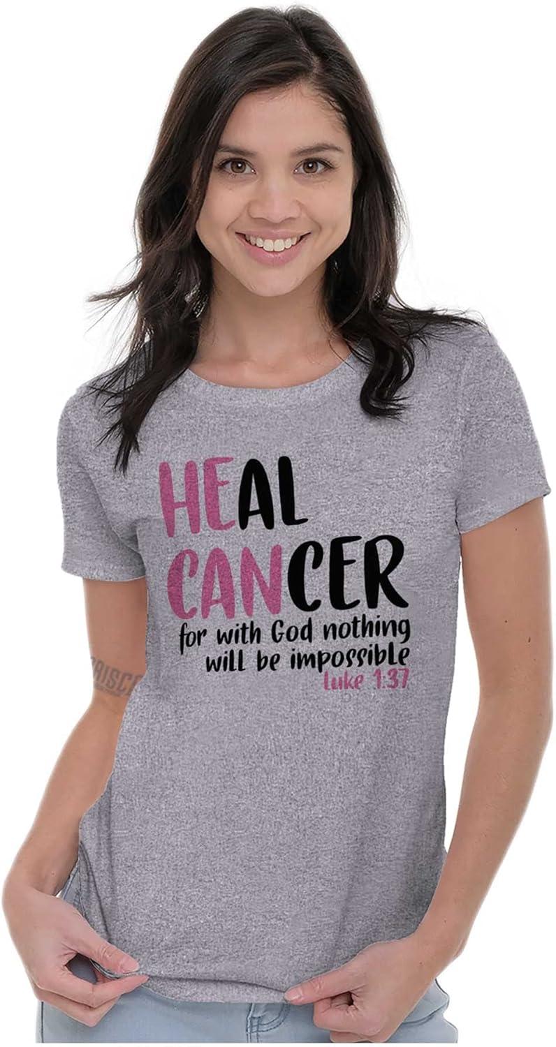 imageHe Can Heal Cancer Religious BCA Womens Slim Fit Graphic TeeSport Grey
