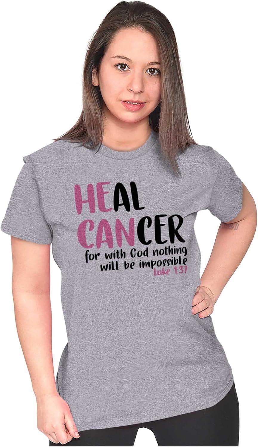 imageHe Can Heal Cancer Religious BCA Womens Slim Fit Graphic TeeSport Grey