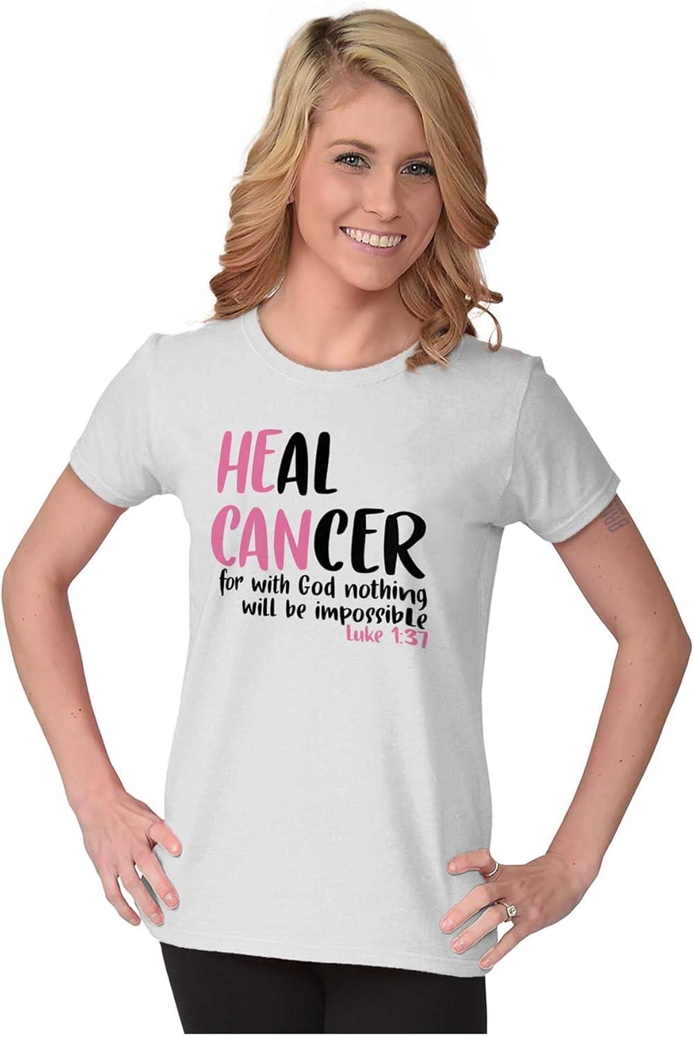 imageHe Can Heal Cancer Religious BCA Womens Slim Fit Graphic TeeWhite