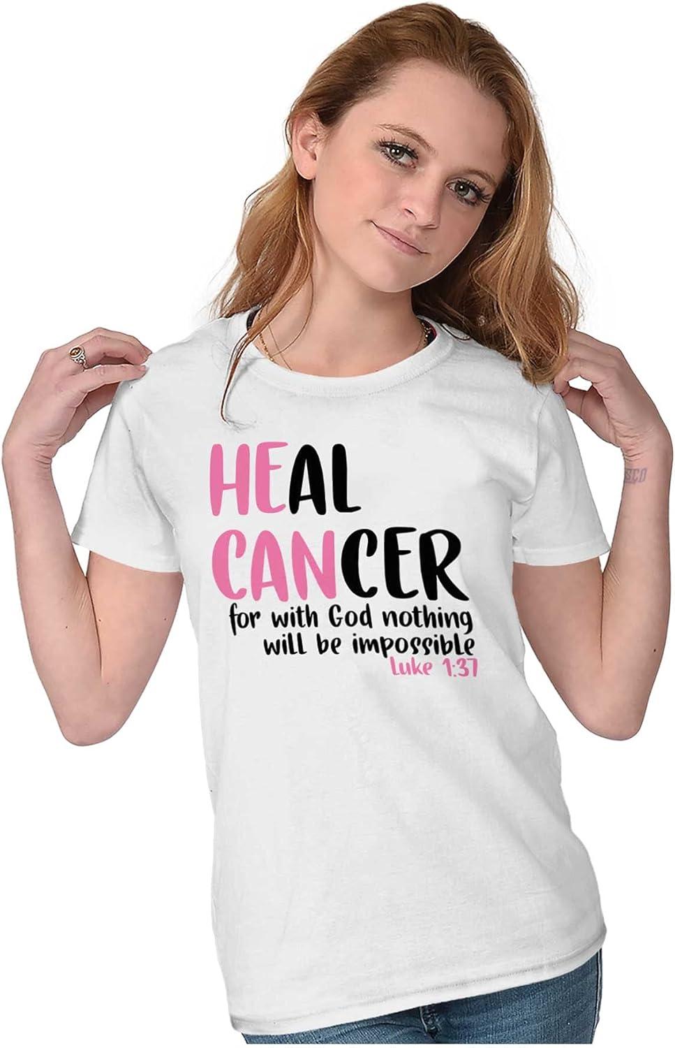 imageHe Can Heal Cancer Religious BCA Womens Slim Fit Graphic TeeWhite