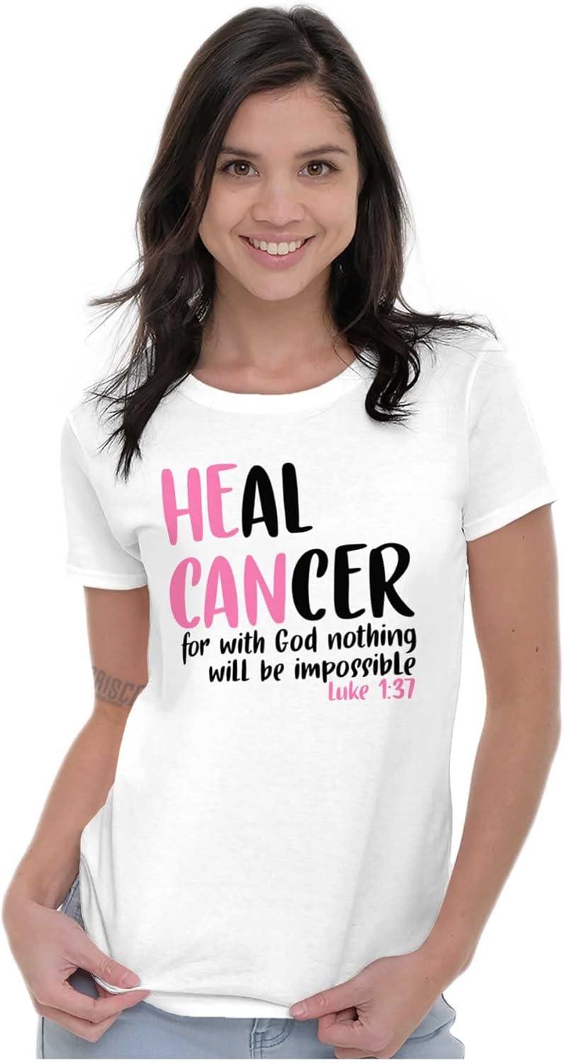 imageHe Can Heal Cancer Religious BCA Womens Slim Fit Graphic TeeWhite