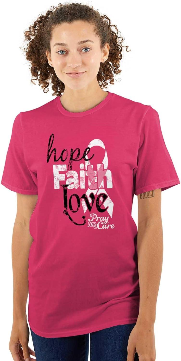 imageHope Faith Love Breast Cancer Support Womens Graphic T Shirt TeesHeliconia