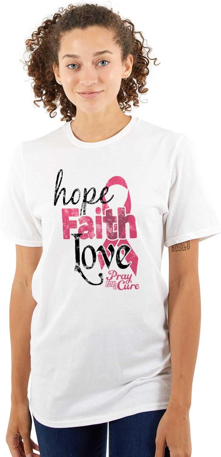 imageHope Faith Love Breast Cancer Support Womens Graphic T Shirt TeesWhite