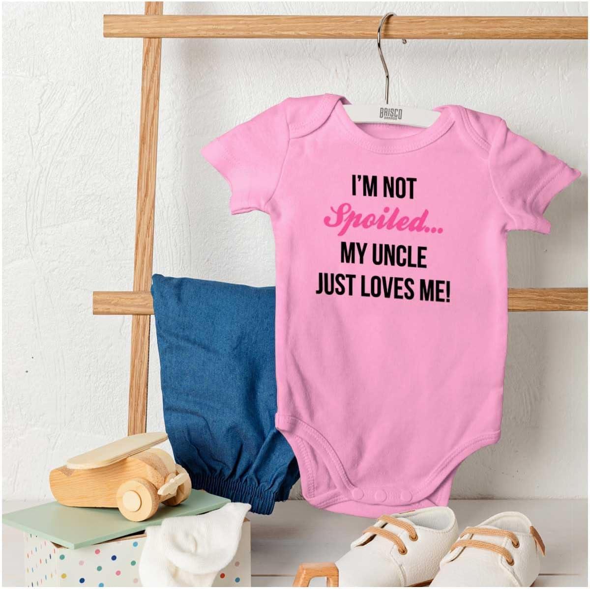 imageIm Not Spoiled Uncle Just Loves Me Baby Bodysuit Jumper GirlsPink