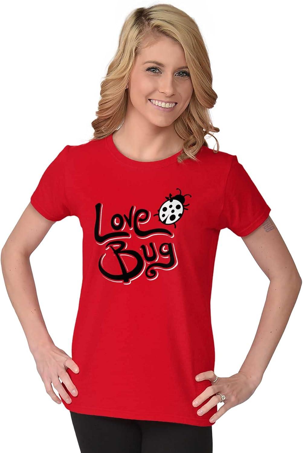 imageLove Bug Cute Ladybug Valentines Day Womens Slim Fit Graphic TeeRed