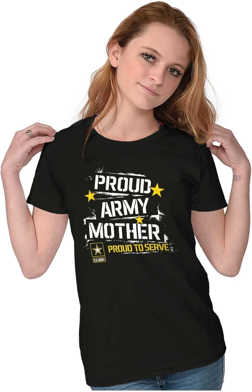 imageMilitary Logo Proud US Army Mother Womens Slim Fit Graphic TeeBlack