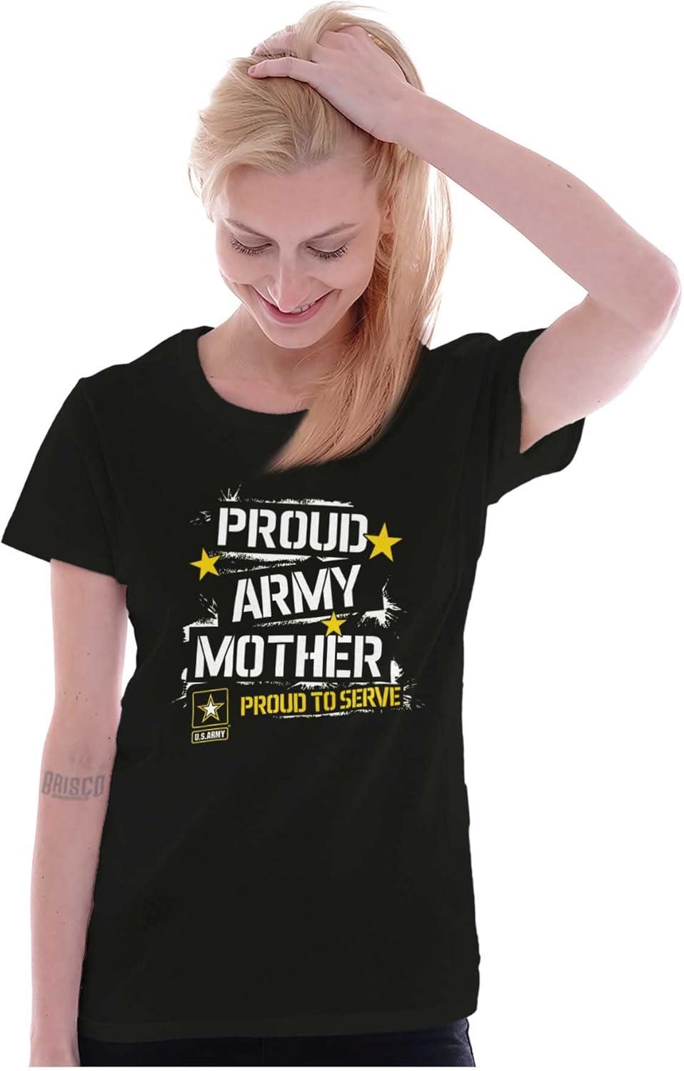 imageMilitary Logo Proud US Army Mother Womens Slim Fit Graphic TeeBlack