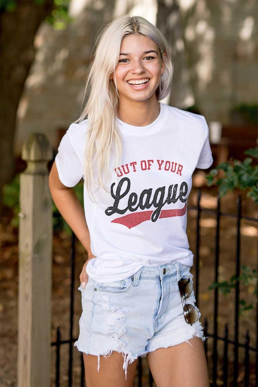 imageOut of Your League Funny Dating Graphic T Shirt Men or WomenWhite