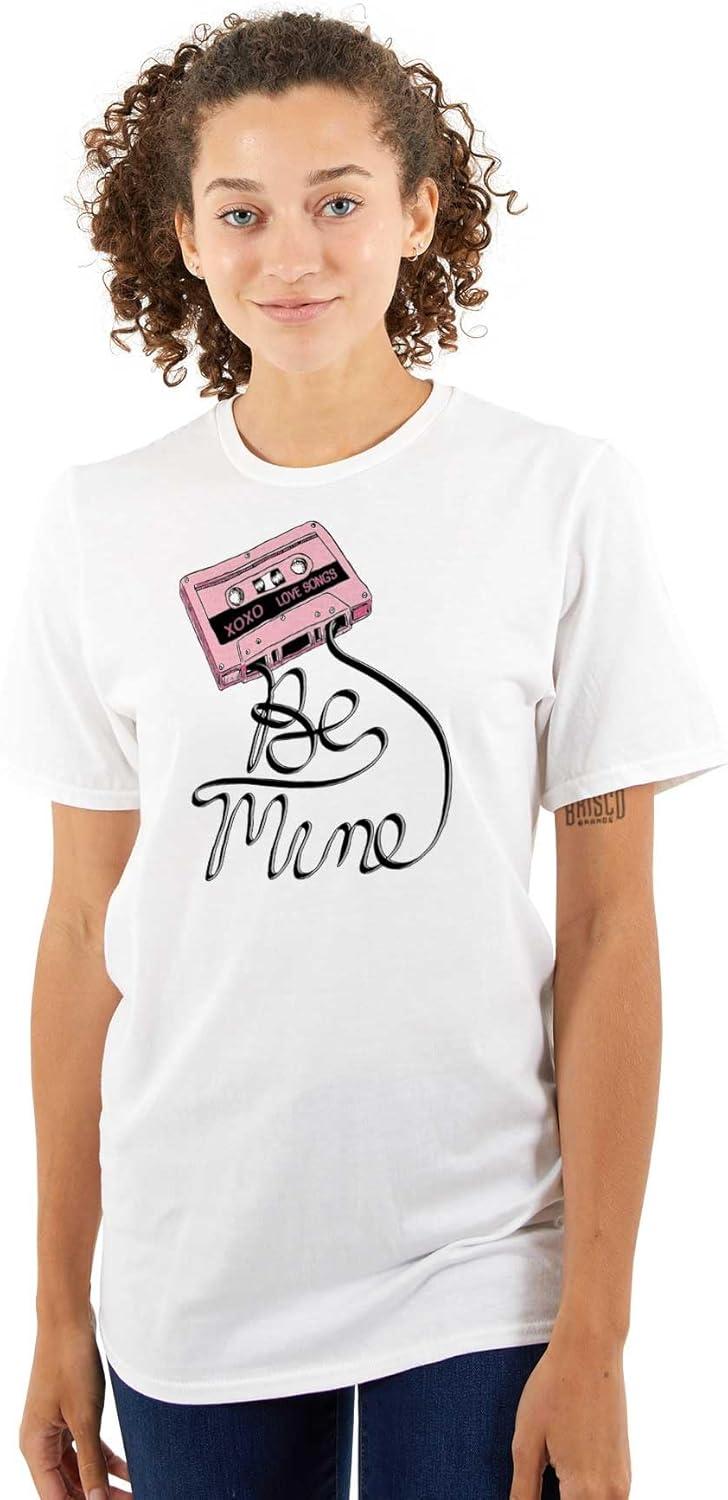 imageRetro Mixtape Be Mine Valentine Womens Graphic T Shirt TeesWhite