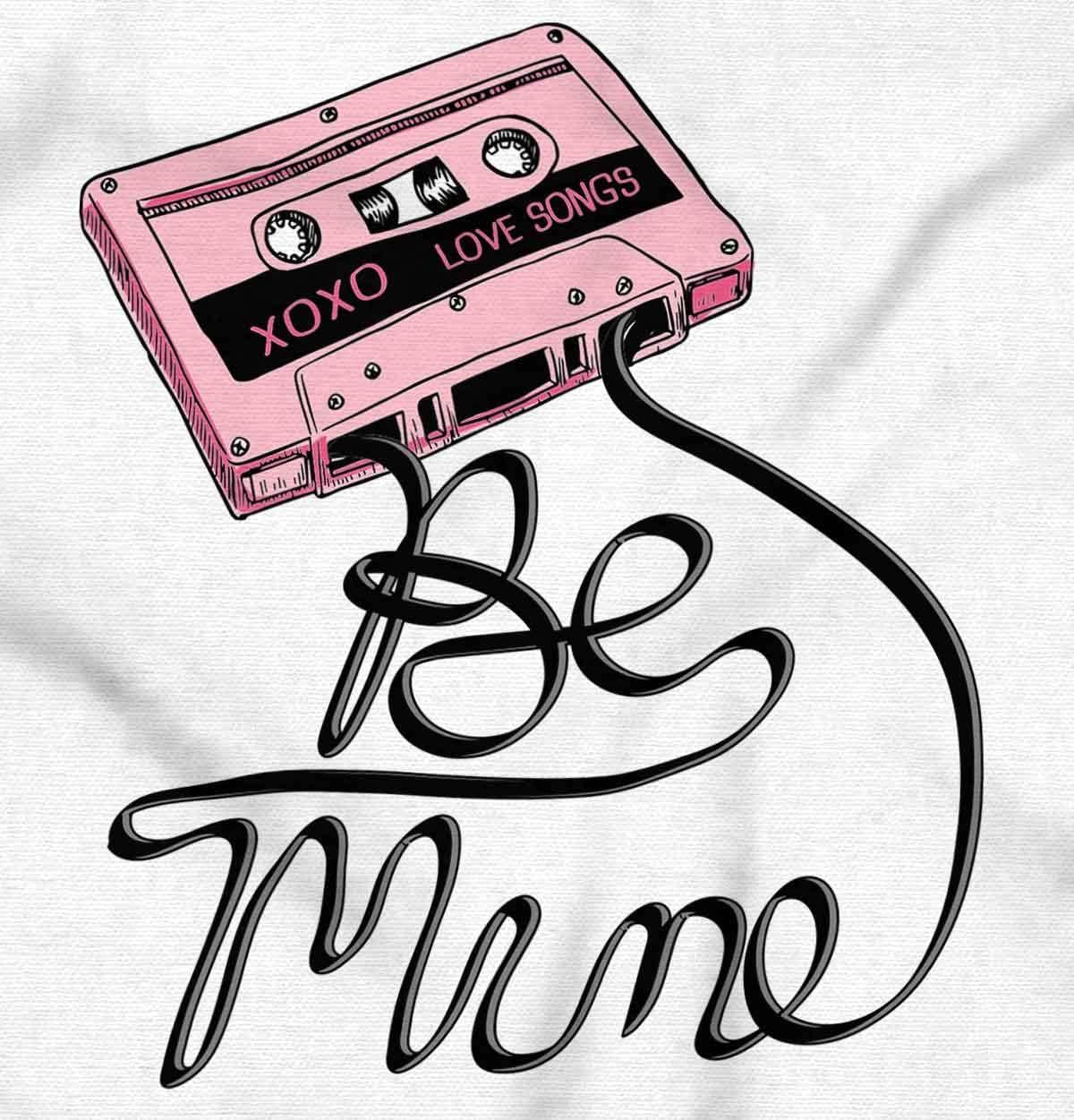imageRetro Mixtape Be Mine Valentine Womens Graphic T Shirt TeesWhite
