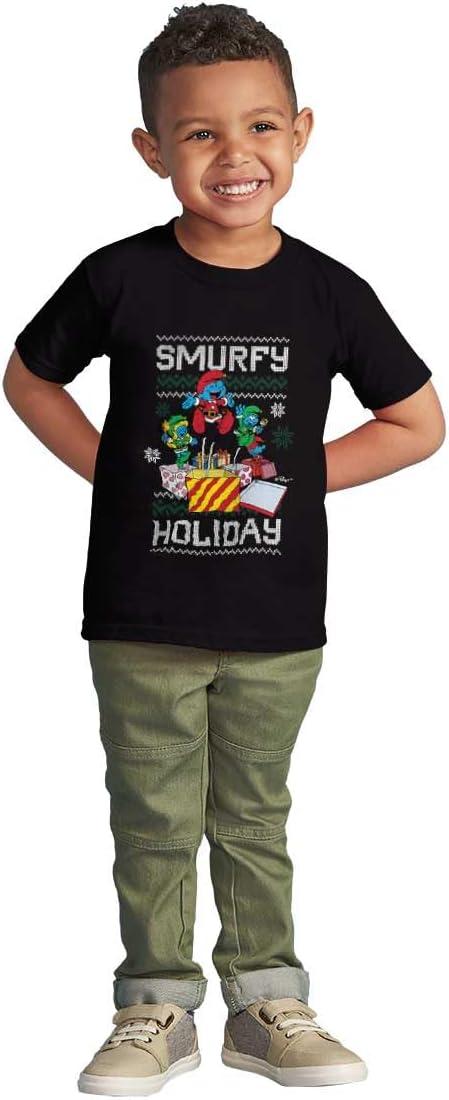 imageSmurfy Christmas Holiday Cheer Toddler Boy Girl T ShirtBlack