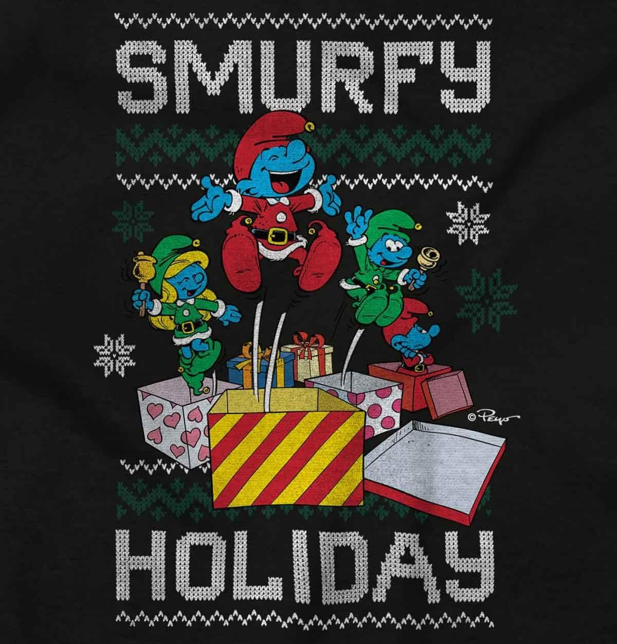 imageSmurfy Christmas Holiday Cheer Toddler Boy Girl T ShirtBlack